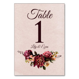 Numeração De Mesa Borgonha e Blush