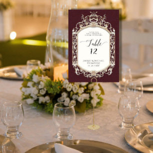 Numeração De Mesa Borgonha Formal Vitoriana Elegante em Recepção Dou