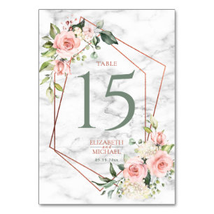 Numeração De Mesa Borracha Geométrica de Cobre Rosa