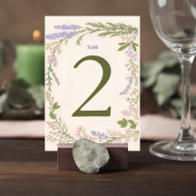 Botanical Wedding Table Number Card