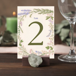 Numeração De Mesa Botanical Wedding Table Number Card