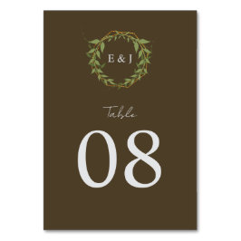 Numeração De Mesa Botanical Wreath Earth Tone Wedding