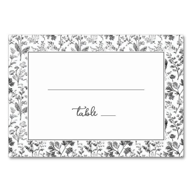 Numeração De Mesa Botânico Preto Elegante (Frente)
