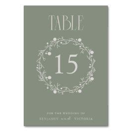 Numeração De Mesa Botânico Verde Sage Minimalista