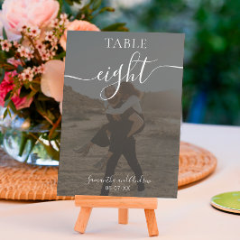 Numeração De Mesa Branca com nomes de script preto Fotos do casament