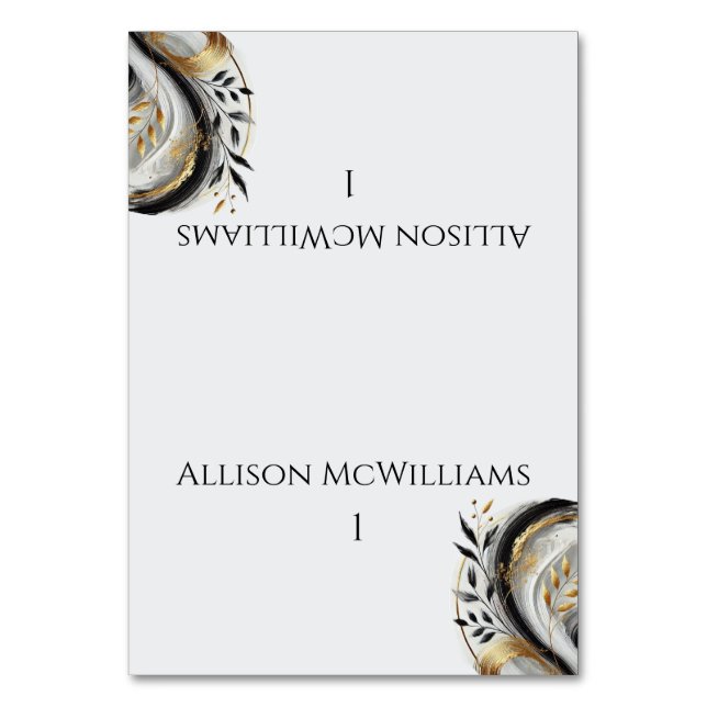 Numeração De Mesa Branca Negra Moderna e Casamento Dourado (Frente)