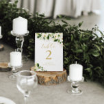 Numeração De Mesa Branco e Dourada Aquarela Floral Personalizada<br><div class="desc">Esta bela placa floral de números de mesa apresenta flores de aquarela e seu texto personalizado em ambos os lados da placa. Use a modelo para preencher suas informações. O recurso "Personalizar mais" pode ser usado para alterar a fonte (tamanho, estilo, cor), adicionar mais linhas de texto ou alterar o...</div>
