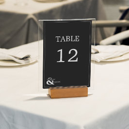 Numeração De Mesa Branco preto único moderno com casamento de nomes