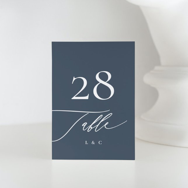 Numeração De Mesa Branco sobre Marinho Azul | Calliografia Casamento (Criador carregado)