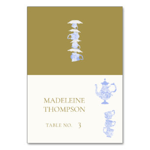 Numeração De Mesa Bridal Chá Blue China Set White Lace Place Card