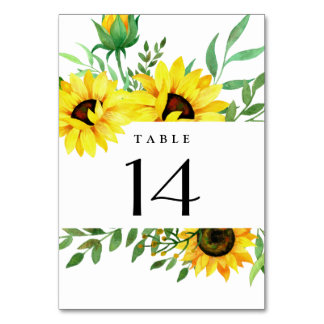 Numeração De Mesa Bright Sunflower Rustic Watercolor Casamento Flora