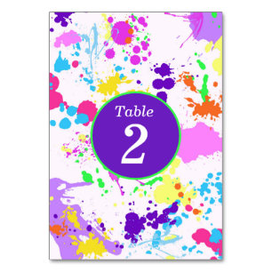 Numeração De Mesa Brilho Neon Amarelo Rosa Turquesa Tinta Salpico,