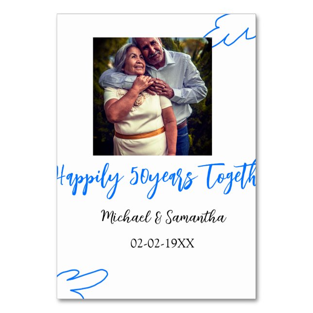 Numeração De Mesa brinde aos 50 anos de aniversário foto de folha az (Frente)