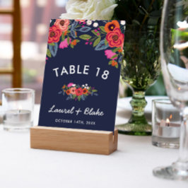 Numeração De Mesa Buquê Boêmia - Casamento Azul Marinho