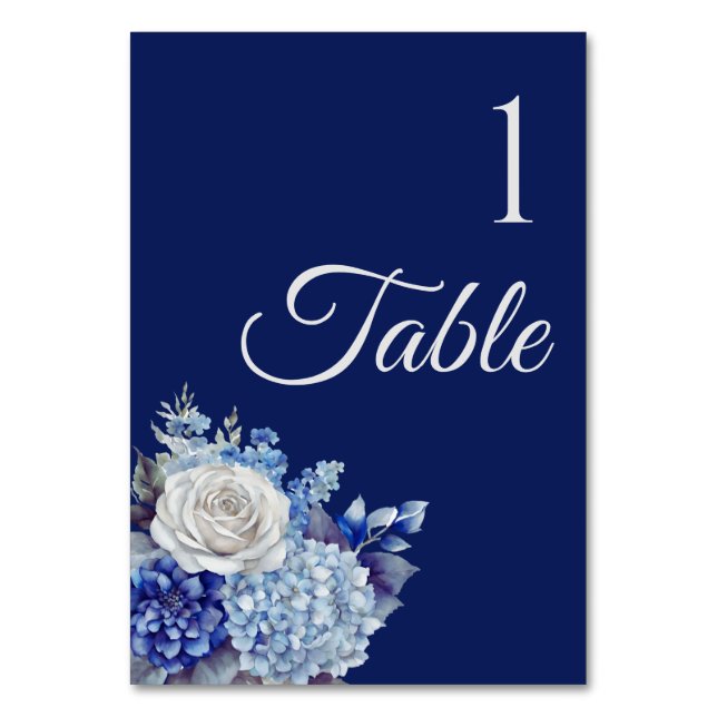 Numeração De Mesa Buquê De Flor Azul De Água - Casamento- (Frente)