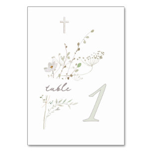 Numeração De Mesa buquê de flores silvestres delicadas Baptism n 1