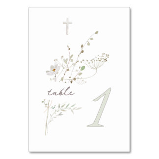 Numeração De Mesa buquê de flores silvestres delicadas Baptism n 1