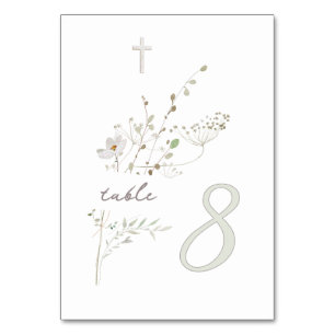 Numeração De Mesa buquê de flores silvestres delicadas Baptism n 8