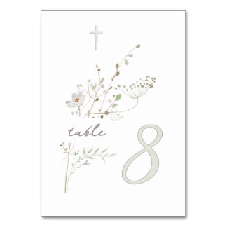 Numeração De Mesa buquê de flores silvestres delicadas Baptism n 8