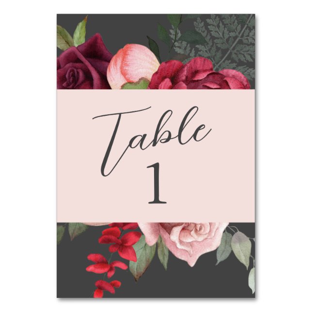 Numeração De Mesa Buquê de Noiva Floral Rosa Romântico (Frente)
