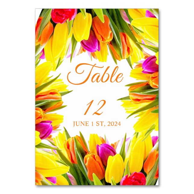 Numeração De Mesa Buquê de Tulipas Multicoloridas Thunder_Cove (Frente)