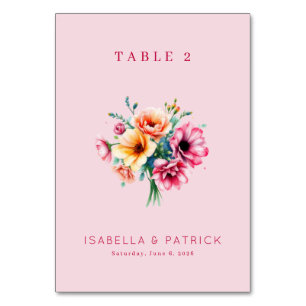 Numeração De Mesa Buquê Floral Aquarela Rosa Romântico