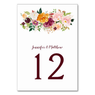 Numeração De Mesa Buquê Floral Mauve Saffron Blush