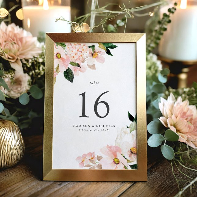 Numeração De Mesa Buquê Floral Rosa de Primavera Casamento (Criador carregado)