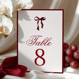 Numeração De Mesa Burgundy Bow Table Number