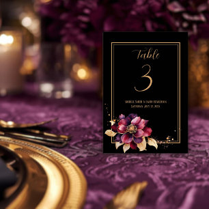 Numeração De Mesa Burgundy de ouro negro e elegante