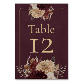 Numeração De Mesa Burgundy Floral Gothic Wedding Table Number