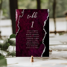 Numeração De Mesa Burgundy Silver Agate Wedding