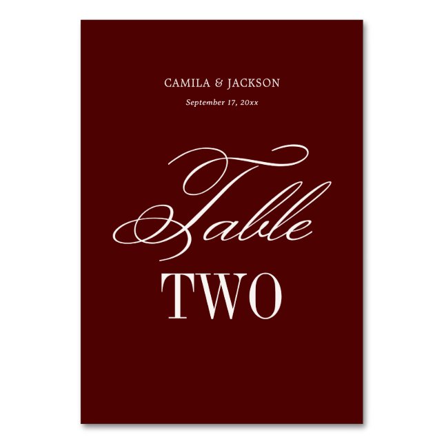 Numeração De Mesa Burgundy Wedding  (Frente)