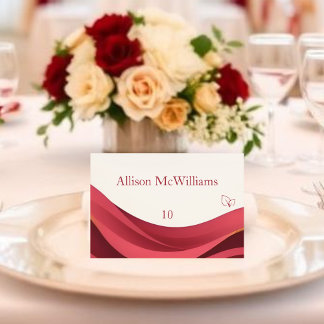 Numeração De Mesa Burgundy Wedding Place Card-Vegan