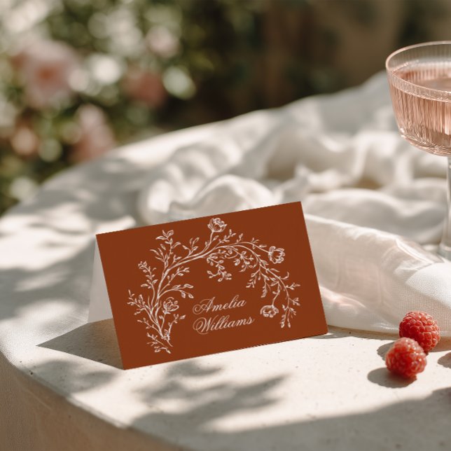 Numeração De Mesa Burnt Orange Floral Terracotta Wedding Place Cards (Criador carregado)