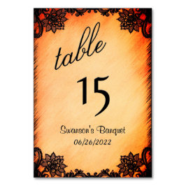 Numeração De Mesa Burnt Orange Lace Table Number 