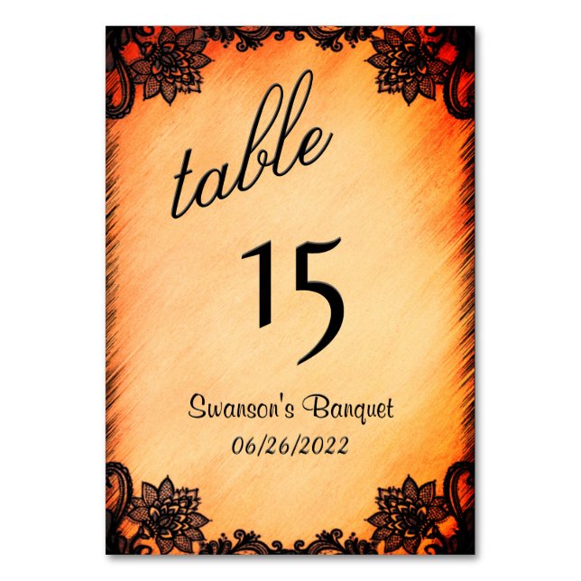Numeração De Mesa Burnt Orange Lace Table Number  (Frente)