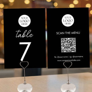 Numeração De Mesa Business Logo QR Code Menu Modern Minimalist