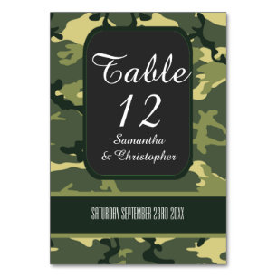 Numeração De Mesa Caça verde ou casamento militar de camo