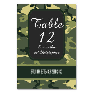 Numeração De Mesa Caça verde ou casamento militar de camo