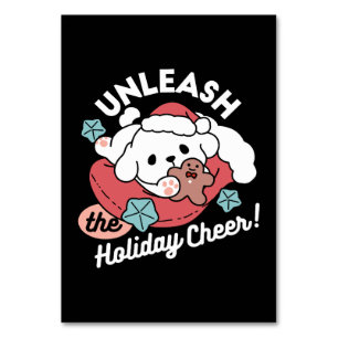 Numeração De Mesa Cachorro de Natal em Santa Hat - Feriado Cheque pa