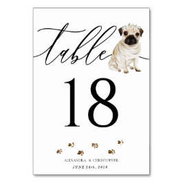 Numeração De Mesa Cachorro Pug filhote Casamento Caligrafia Assinatu