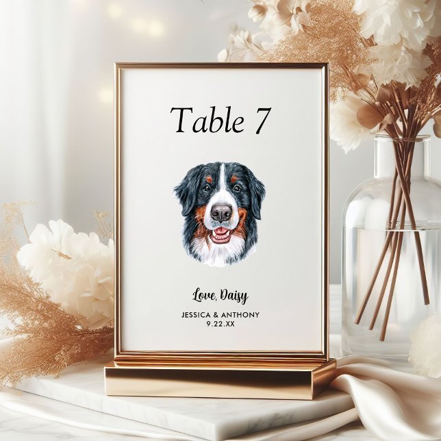 Numeração De Mesa Cachorro Simples Moderno de Aquarela Casamento (Criador carregado)