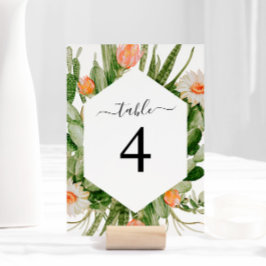 Numeração De Mesa Cactus Flowers Frame Mesa 4 Número da Tabela de Ca