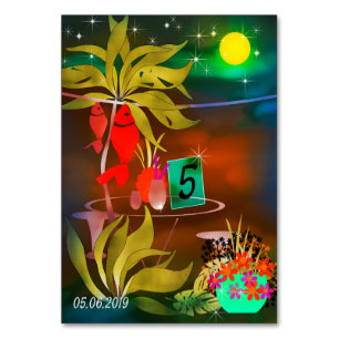 Numeração De Mesa Café bar da praia de verão, coquetel noturno moo