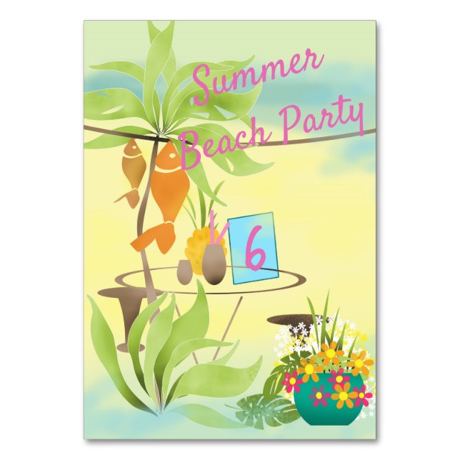 Numeração De Mesa Café bar de verão praia café dia sol sol (Frente)