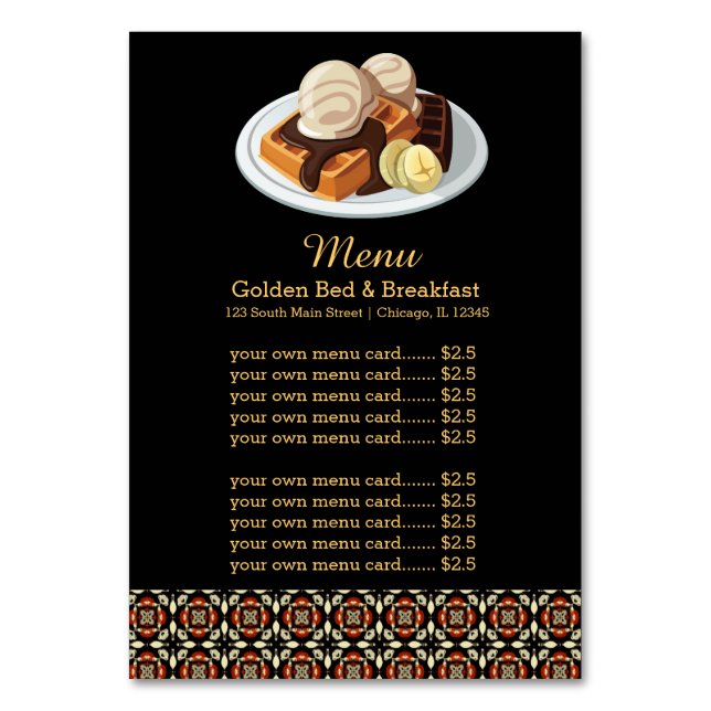 Numeração De Mesa Café da manhã do menu (Frente)