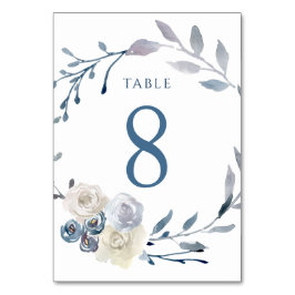 Numeração De Mesa caixa azul floral com aquarela Número 8