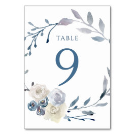 Numeração De Mesa caixa azul floral com aquarela Número 9