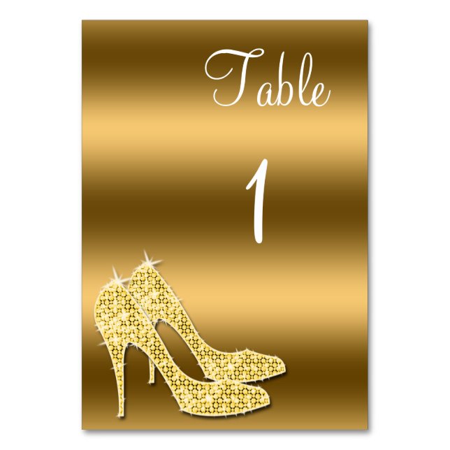 Numeração De Mesa Calçados Stiletto Dourado Sparkasse Aniversário (Frente)
